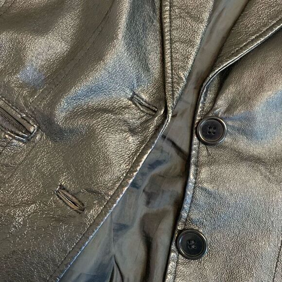 Vintage John Paul Richard Black Leather Jacket Coat Y2K Small S Blazer - Picture 6 of 10